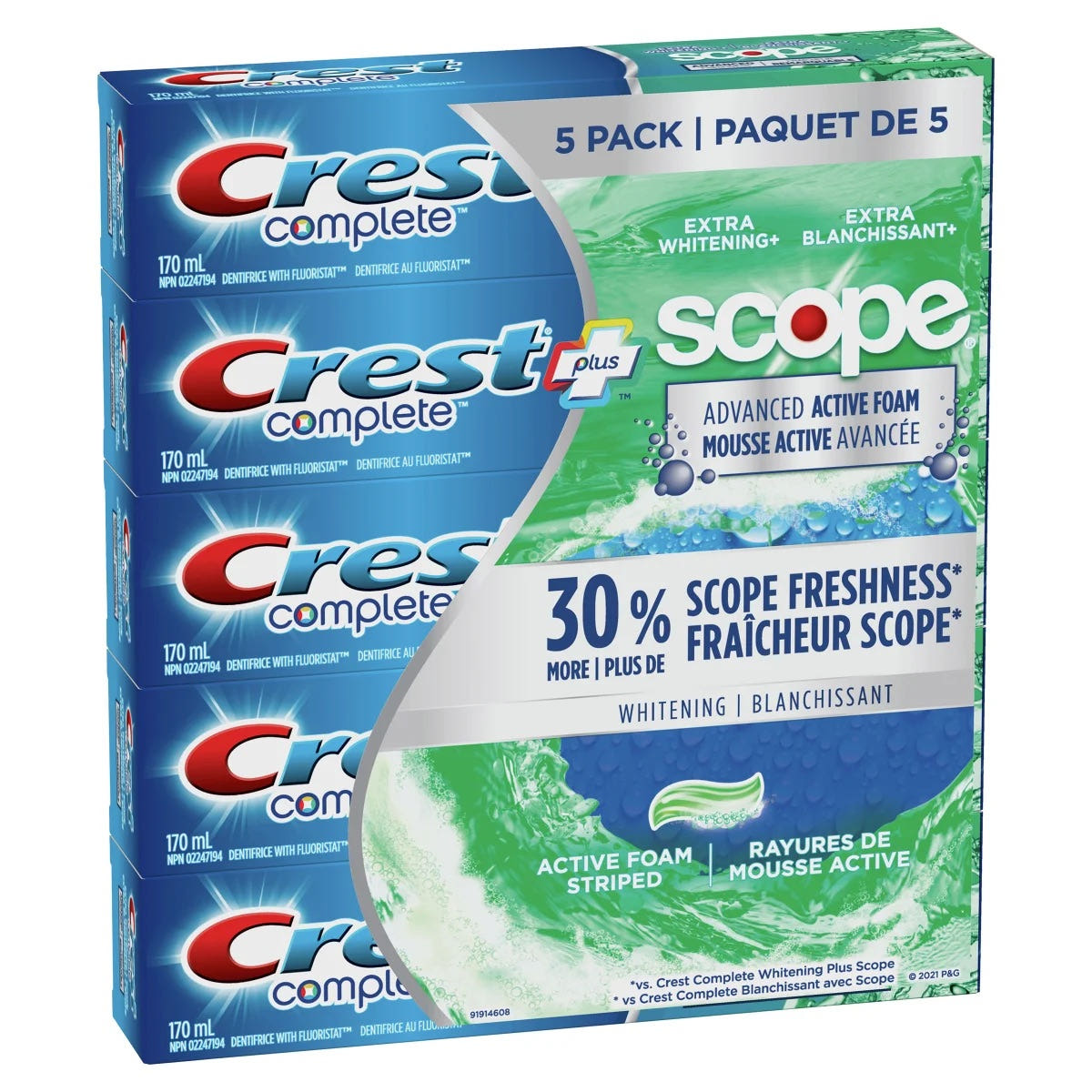 크레스트 컴플리트 치약 5개X170ml