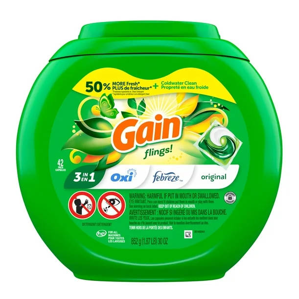 Gain 게인 3 in 1(옥시 부스트&페브리즈 함유) 캡슐 세탁 세제 25개입 42개입